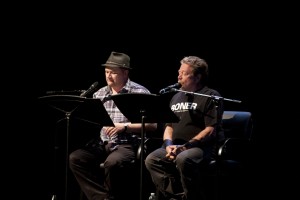 Hosts of Plan-B Theatre's 'And The Banned Played On' were Kerry Jackson (left) and Bill Allred, of  'Radio From Hell" X96 (KXRK-FM). Photo by Rick Pollock.