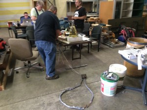 EnjiGo uses the warehouse space at Standard Supply Electonics for its projects. The space includes a laser cutter and by the time the group has completed its setup, the space will include a wood shop, CNC routers, and 3-D printers.