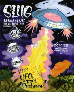 The most recent cover for Slug Magazine, drawn by Robin Banks. 