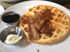 Waffle & Whiskey with pork belly