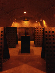 riddling racks at Veuve Clicquot