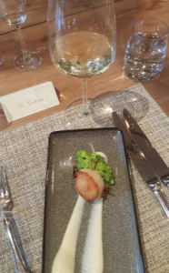 Edamame Mash, Crispy Amaranth: Seared Ingrid Bengis Scallops